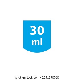 30 ml blue sign on bottle. Vector illustration