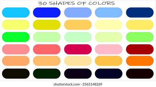 30 multicolor shades of color, vector eps 10.