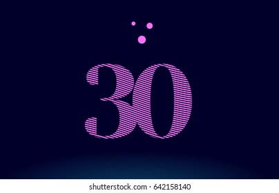 30 number digit logo pink line stripes magenta purple blue font creative text dots company vector icon design