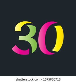 30 number multicolor letter logo design