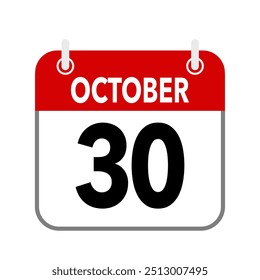 30 October, calendar date icon on white background.