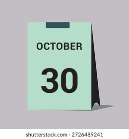 30 october calendar date icon minimal desk calendar vector illustration