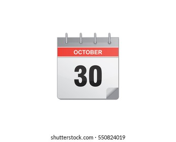30 October calendar vector illustration on white background