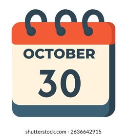 30 october calendar vector on white background
Vector calendar with date - Powered by Shutterstock - Get 15% off with code: PIKWIZARD15