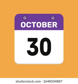 30 Oktober Kalender Symbol Textseite monatlichen Web-Design.