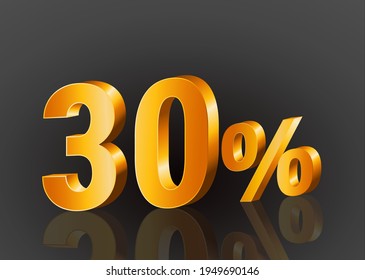 30% off 3d gold, Special Offer 30% off, Sales Up to 30 Percent, big deals, perfect for flyers, banners, advertisements, stickers, offer icons, etc.