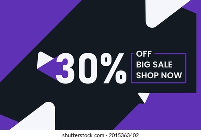 Banner con un 30% de descuento, Oferta de descuento, Banner de venta grande, Oferta especial