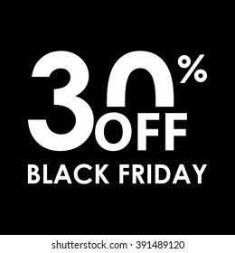 30 % Rabatt. Schwarze Freitag-Design-Vorlage. Verkauf, Rabatt Preis, Einkaufen und Niedrigpreis Symbol. Vektorgrafik.