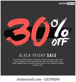 30% OFF Black Friday Sale (Promotional Poster Design Vector Illustration) With Text Box Template