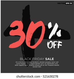 30% OFF Black Friday Sale (Promotional Poster Design Vector Illustration) With Text Box Template