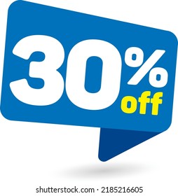 30% off Branded discounts set. Banner with two Blue balloons with special offers vector.