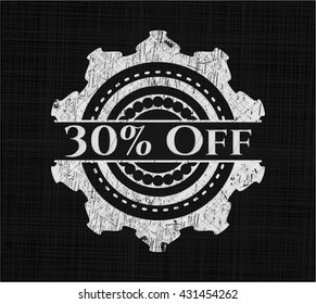 30% Off chalk emblem written on a blackboard