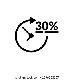 30% off and clock with rounted arrow