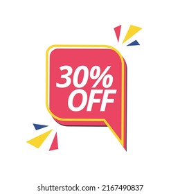30% off discount banner. Discount offer sign. Vectorized and editable special offer symbol.
