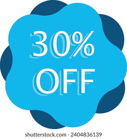 30% Off Discount Blue Vector and Illustration Marketing Announcement in White Background