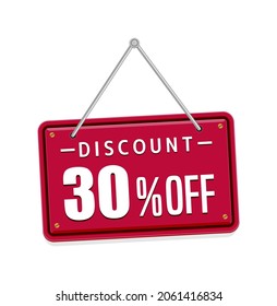 30% off discount icon illustration set for ecommerce site etc. (hanging signboard motif )