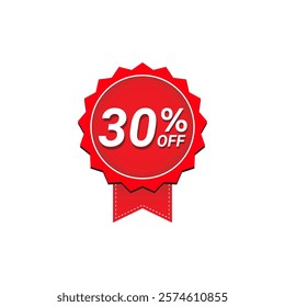 30% Off discount offer vector label design. Tag design for business advertising.