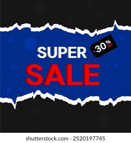 30 off. Discount on creative composition. 3D sale symbol with decorative objects. purchase label. Sale banner and poster. Vector illustration..