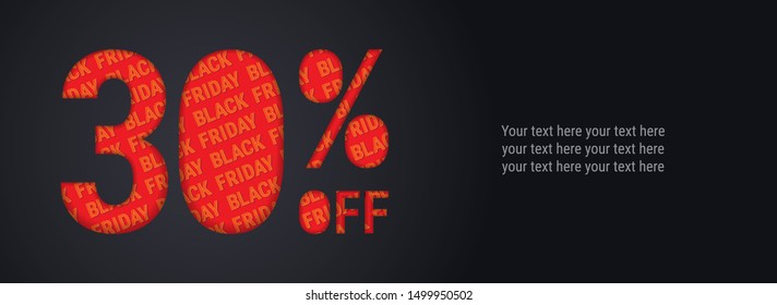 30% off discount promotion black friday sale. Poster, banner, ads. Paper cut with sale pattern. For your unique selling poster, banner promotion offer percent discount ads - Powered by Shutterstock - Get 15% off with code: PIKWIZARD15