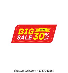 30% OFF Discount Sticker. Sale Tag Isolated Vector Illustration. Discount Offer Price Label, Vector Price Discount Symbol.
