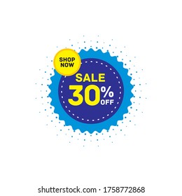 30% OFF Discount Sticker. Sale Tag Isolated Vector Illustration. Discount Offer Price Label, Vector Price Discount Symbol.