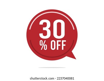 30 % Rabatt auf Vektorgrafik. Angebot Ballon und Preisreduzierung für die Promotion und Verkauf von Stock. Rotes Design auf weißem Hintergrund