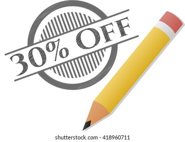 30% Off draw with pencil effect