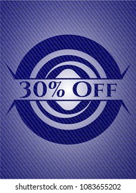  30% Off emblem with jean background