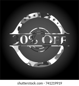 30% Off grey camouflage emblem
