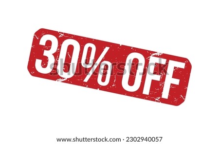 30% Off grunge rubber stamp on white background. 30% Off Rubber Stamp.