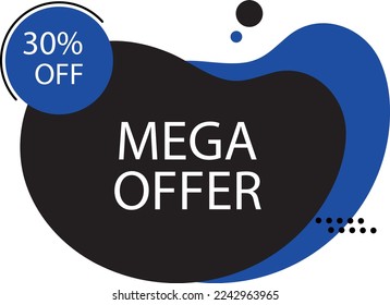 30 % Rabatt. Mega-Angebot. Sonderangebote, Verkäufe und Rabatte. Promotion and shopping Template. in Blau und Schwarz