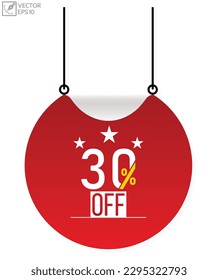 30 % Rabatt auf die Nachricht auf Bandbanner. Vektorgrafik.