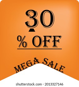 30 % Rabatt auf einen orangefarbenen Ballon für Megaangebote. Superverkauf, schwarzer Text