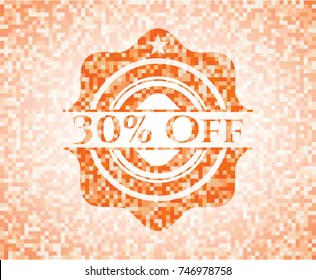 30% Off orange mosaic emblem with background