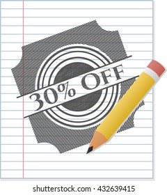 30% Off with pencil strokes