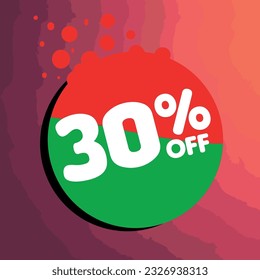 30% off per cent, percentage number in a colored circle, promotion, big sale, colorful background