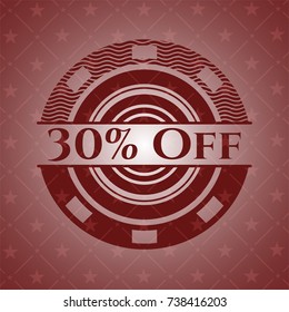 30% Off realistic red emblem