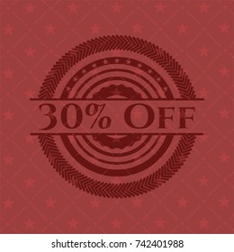 30% Off realistic red emblem
