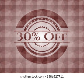 30% Off red badge with geometric background. Seamless.