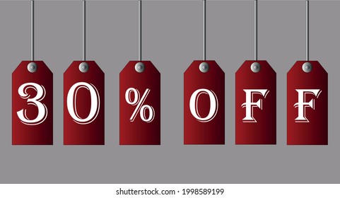 30% de descuento en cupones rojos para ofertas especiales de descuento.