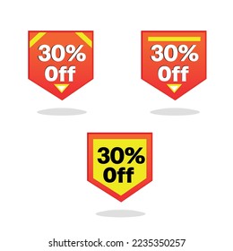 30% off. red label in triangular shape. vector illustration