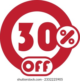 30% OFF red round stamp