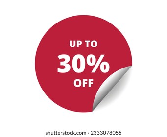 30% off round sticker sign. 30% off circle sticker banner, badge symbol vector illustration