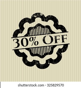 30% Off rubber stamp with grunge texture