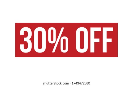 30% Off Rubber Stamp. Red 30% Off Rubber Grunge Stamp Seal Vector Illustration - Vector