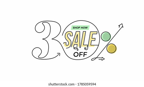 30% OFF Sale Discount Banner. Discount offer price tag.  Vector Modern Sticker Illustration.
