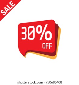 30% OFF Sale Discount Banner. Discount offer price tag. Special offer sale red label. Vector Modern Sticker Illustration