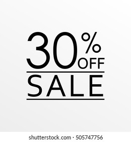 30% off. Sale and discount price icon. Sales tag design template. Vector illustration.