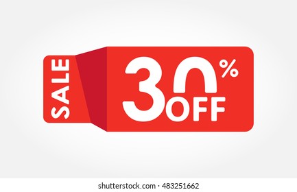 30% off. Sale and discount tag with 30 percent price off icon. Vector illustration.