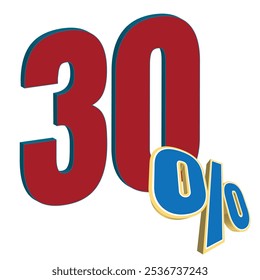 30% off sale promotion. Discount offer price sign. Promotion badge. Thirty percent sale tag symbol for shopping, marketing, advertisement, banner and web. Vector illustration